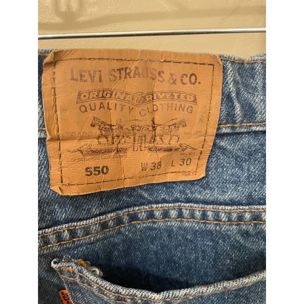 Vintage 1989 Levis 550 Orange Tab Relaxed Fit Tapered Jeans 38x30 38X29.5 - Picture 5 of 8